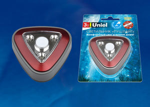 DTL-356 Треугольник/Red/3LED/4AA Cветильник-ночник пушлайт, питание от 3-х батареек AAA (в комплект