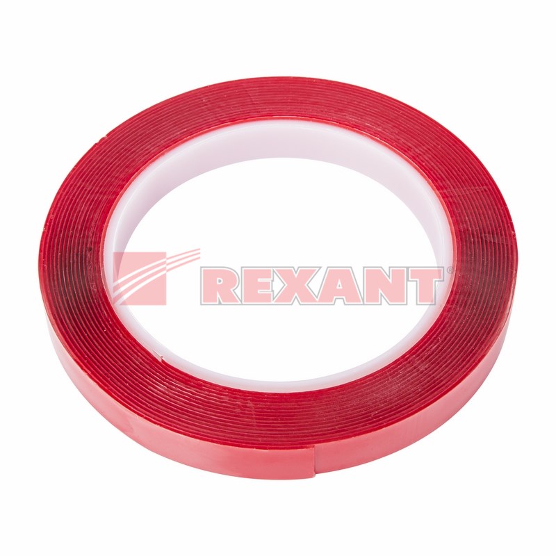 Двухсторонний скотч REXANT, прозрачный, на акриловой основе, 12 мм, ролик 5 м