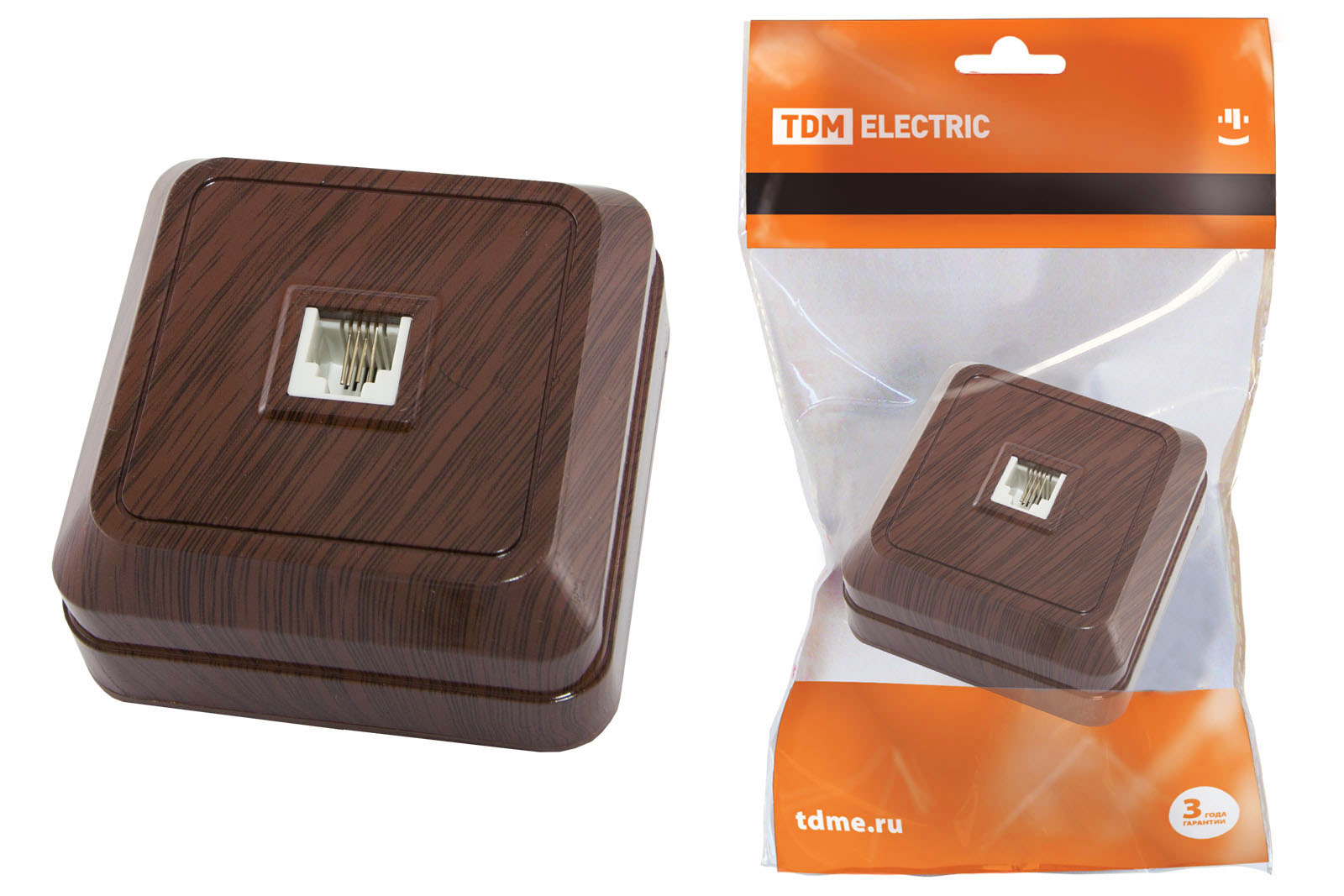 Розетка TФ (RJ-11) открытой установки IP20, бук Ладога